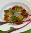 鱸昆布〆と順菜　土佐酢ジュレかけ
