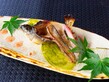 鮎一夜干し 二色の味噌と共に
